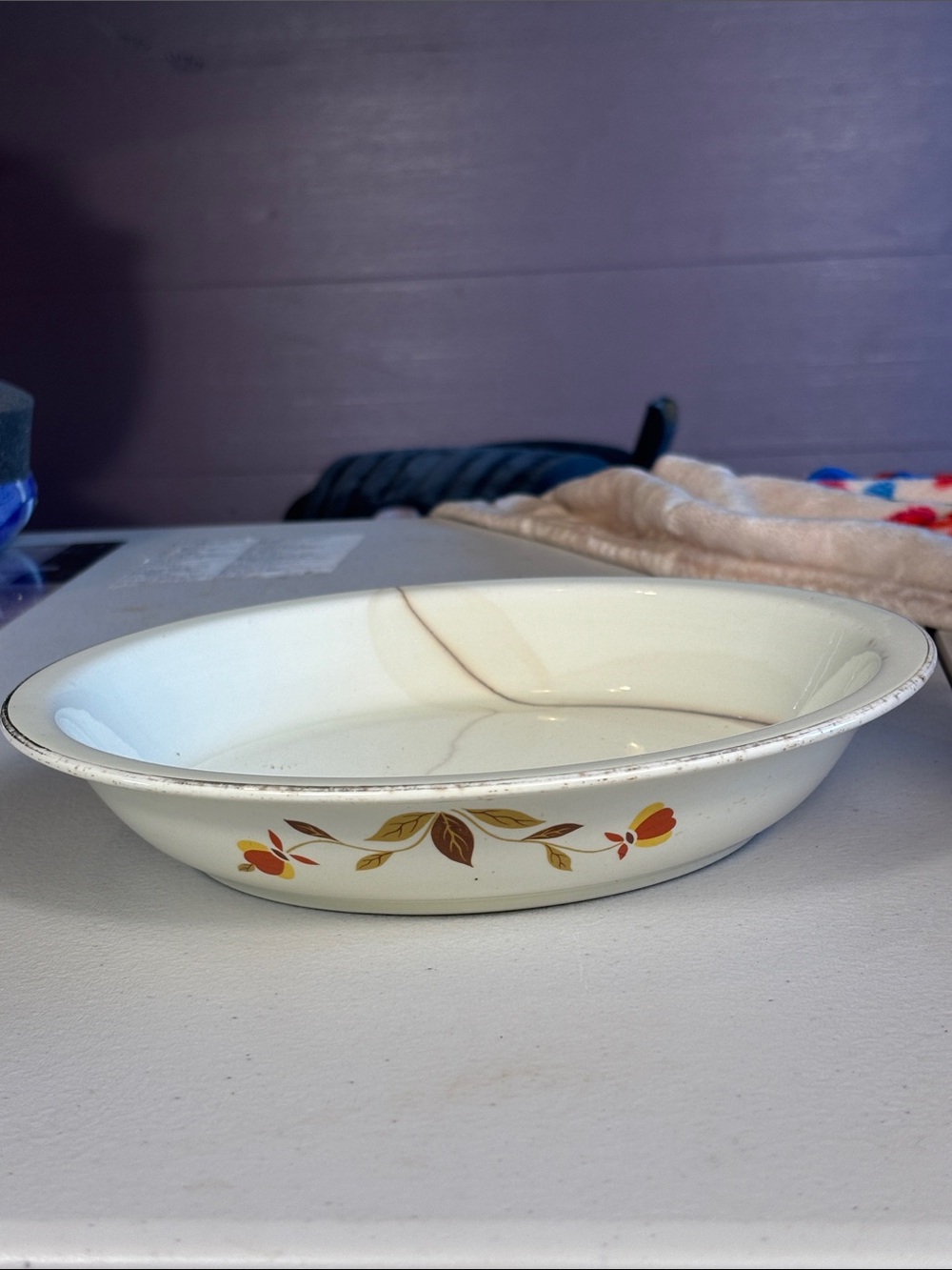 Hall Superior Autumn Leaf 10” Serving Bowl Dish Vintage Cracked Display
